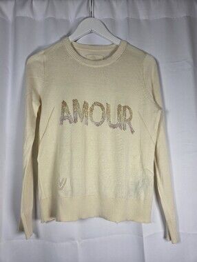 Zadig & Voltaire NEW Miss Amour Crystal Strass Sweater  Ivory Womens S  $368